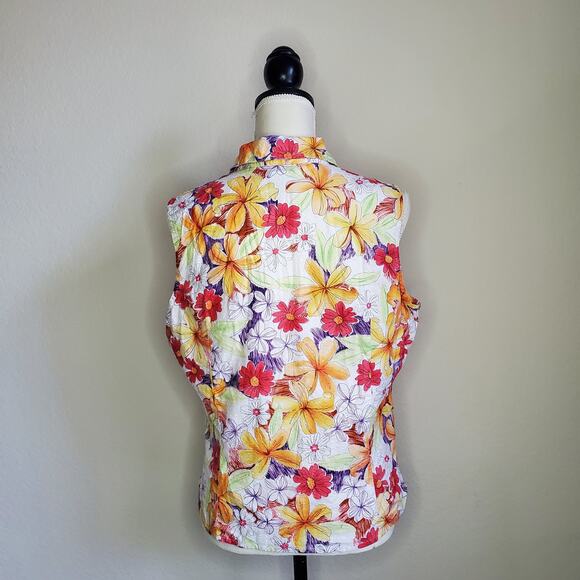 Talbots Floral Sleeveless Blouse Large - Picture 3 of 7